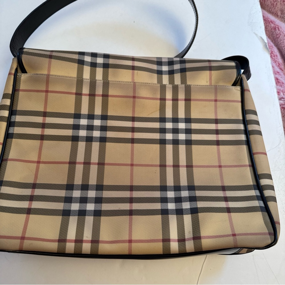 Burberry Tan and Black  large Checkered Crossbody Messenger Bag - Picture 16 of 16
